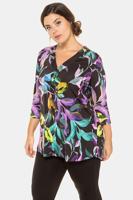 Ulla Popken Shirt, slinky, V-hals, A-lijn, 3/4 mouwen - Grote Maten