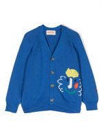 Bobo Choses cardigan nervuré Happy Mask - Bleu - thumbnail