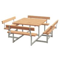 Picknicktafel Vierkant Blokhus Lariks Hout 4 Rugleuningen - thumbnail