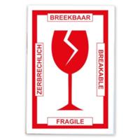 Soho etiket Breekbaar 11,5 x 7,5 mm papier wit/rood 2 vellen