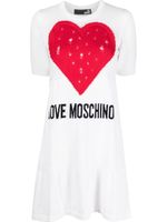 Love Moschino robe à logo imprimé - Blanc