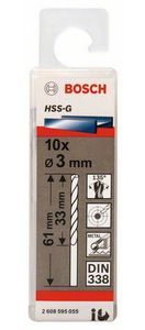 Bosch Accessories 2608595055 HSS Metaal-spiraalboor 3 mm Gezamenlijke lengte 61 mm Geslepen DIN 338 Cilinderschacht 10 stuk(s)