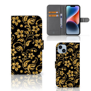 iPhone 15 Plus Hoesje Gouden Bloemen