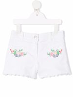 Stella McCartney Kids short en jean à fleurs brodées - Blanc