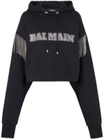 Balmain hoodie en coton biologique à franges - Noir