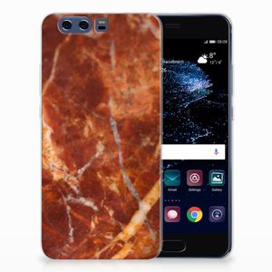 Huawei P10 Plus TPU Siliconen Hoesje Marmer Bruin