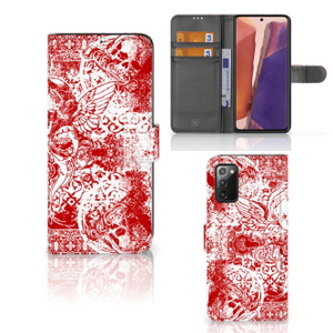 Telefoonhoesje met Naam Samsung Galaxy Note 20 Angel Skull Rood