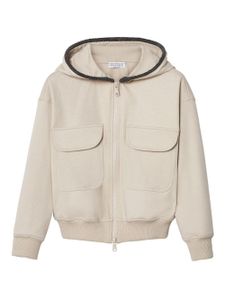 Brunello Cucinelli Kids hoodie à fermeture zippée - Tons neutres