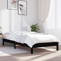 Bedframe massief grenenhout zwart 75x190 cm Small Single - thumbnail