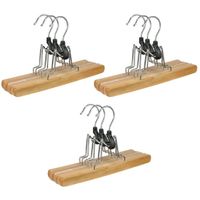 Set van 9x stuks houten broekhangers kledinghangers 24,5 cm