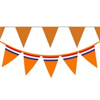 Bellatio Decorations - Oranje Holland vlaggenlijnen - 2x stuks van 10 meter - 2 soorten - thumbnail