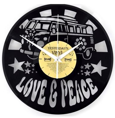 Vinyl Klok Love And Peace Bus - Gemaakt Van Een Gerecyclede Plaat - GELIMITEERDE OPLAGE Vinyl Klok Love And Peace Bus - Gemaakt Van Een Gerecyclede Plaat - GELIMITEERDE OPLAGE