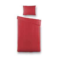 Dekbedovertrek Silk Satin - Eenpersoons (140x220 cm) - Rood Microvezel - Dessin: Effen - Fresh and Co - Dekbed-Discounter.nl - thumbnail