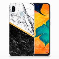 Samsung Galaxy A30 TPU Siliconen Hoesje Marmer Wit Zwart - Origineel Cadeau Man - thumbnail