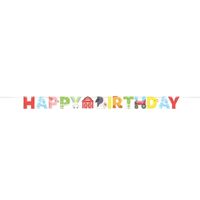 Letterslinger 'Happy Birthday' Boerderijdieren (2,5m) - thumbnail