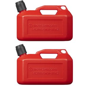 2x Jerrycans/benzinetanks 5 liter rood