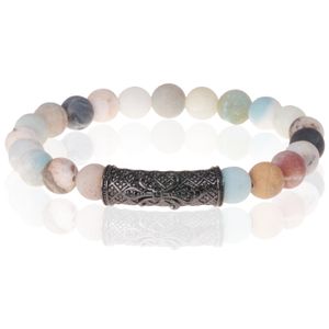 Kralen armband Frosted Amazoniet Tibetaanse kraal Zwart