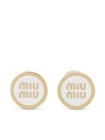 Miu Miu puces d'oreilles à logo embossé - Blanc - thumbnail