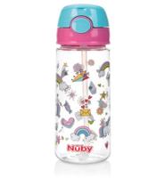 Nuby Nuby Beker Zacht Rietje Drukknop Roze 530ml 3+ Jaar (1st)