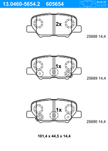 Remblokkenset, schijfrem ATE, u.a. für Mitsubishi, Peugeot, Citroën, Mazda