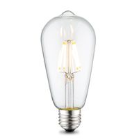 Edison Vintage LED lamp E27 LED filament lichtbron, Deco Drop ST64, 6.4/6.4/14cm, Helder, Retro LED lamp Dimbaar, 4W 440lm 3000K, warm wit licht, geschikt voor E27 fitting