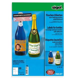 Sigel DE160 Flesetiketten 80 x 120 mm Papier Wit 20 stuk(s) Permanent hechtend Inkjet