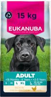 Eukanuba Hondenvoer Droog met verse kip voor grote rassen, premium droogvoer voor volwassen honden, 15 kg