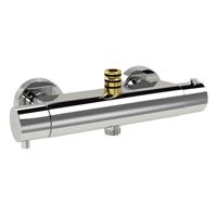 Douchekraan Hotbath Buddy 15cm Hartafstand Thermostatisch Opbouw Rond Glans Chroom 2 Greeps met Omstelling