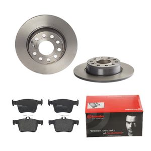 Remmenset, remschijf BREMBO, Remschijftype: Massief, Inbouwplaats: Achteras, u.a. für VW, Seat, Audi, Skoda