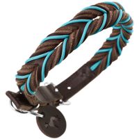 Hunter Solid Education Bruin, Turkoois Leer M Hond Standaard halsband - thumbnail