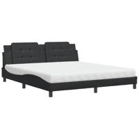 vidaXL Bed met matras kunstleer zwart 180x200 cm, bed, bed ombouw, tweepersoonsbed, bedbodem, slaapkamermeubel, 2 persoonsbed, logeerbed, houten bed