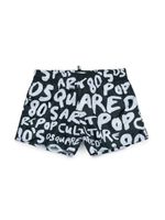 DSQUARED2 KIDS short de bain à logo imprimé - Noir