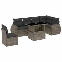 vidaXL 7-delige Loungeset met kussens poly rattan grijs