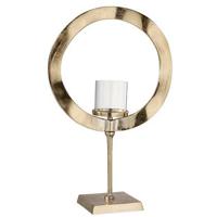 J-Line windlicht Rond Voet - aluminium - goud - large