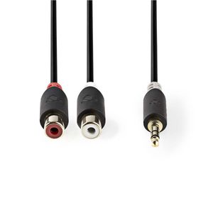 Stereo audiokabel | 3,5 mm male - 2x RCA female | 0,2 m | Antraciet [CABW22250AT02]