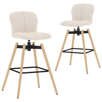 Vidaxl Barstoelen Draaibaar 2 St Stof Crème