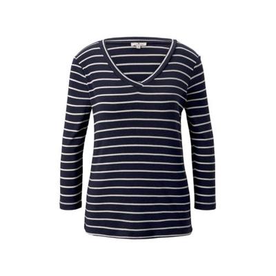 Tom Tailor gestreepte top donkerblauw/wit