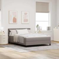 vidaXL Boxspring Bed met Matras & LED Taupe 140x200 cm Stof