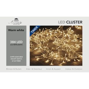 1x Clusterverlichting timer 384 warm witte leds    -