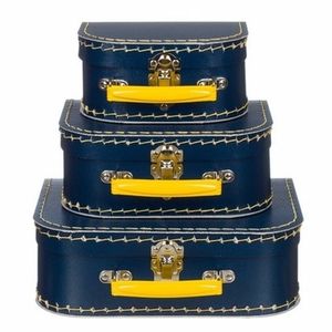 Kinderkoffertje navy/geel 20 cm