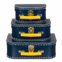 Kinderkoffertje navy/geel 20 cm