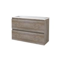 Badmeubelset Aquasplash Salt 100x39 cm Greeploos 2 Lades Met Wastafel Acryl Scotch Oak Aquasplash