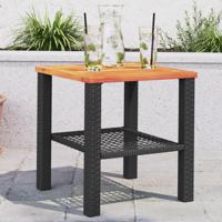 Tuintafel 40x40x42 cm poly rattan en acaciahout zwart - thumbnail