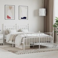 Bedframe met hoofd- en voeteneinde metaal wit 140x200 cm - thumbnail