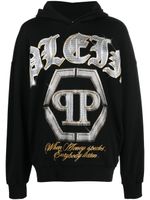 Philipp Plein hoodie en coton à logo imprimé - Noir