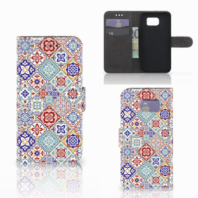 Samsung Galaxy S6 Edge Bookcase Tiles Color