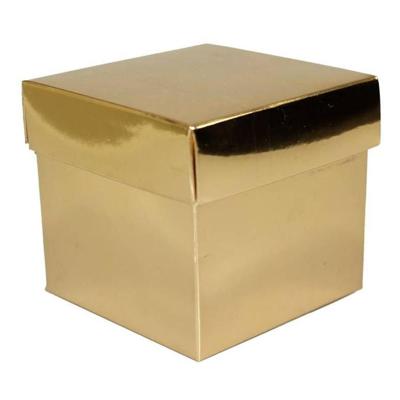Luxe cadeaudoosje met deksel - goud metallic - 10 x 10 x 10 cm - vierkant Luxe cadeaudoosje met deksel - goud metallic - 10 x 10 x 10 cm - vierkant