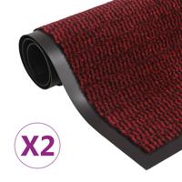 VidaXL Droogloopmatten 2 st rechthoekig getuft 90x150 cm rood