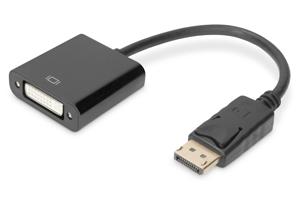 Digitus DB-340409-001-S DVI / DisplayPort Adapter [1x DisplayPort stekker - 1x DVI-bus 24+5-polig] Zwart Rond, Afgeschermd (dubbel), Afsluitbaar 15.00 cm