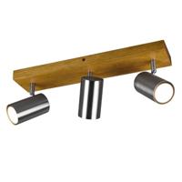 Trio 3-lichts opbouwspot Marley rvs op hout 812400307